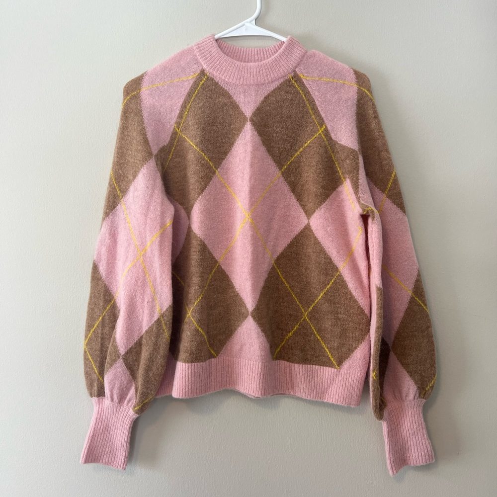 boden blouson sleeve fluffy jumper argyle
